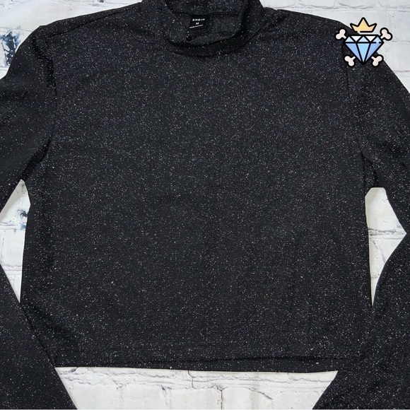 SHEIN MEN MOCK NECK LONG SLEEVE GLITTER CROPPED SHIRT SIZE MEDIUM FITTED - Picture 4 of 7